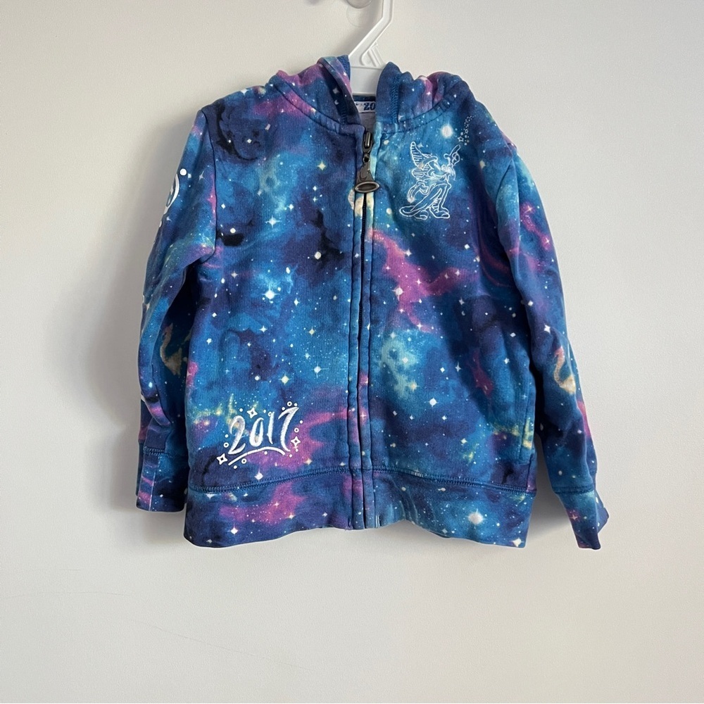 Disney Parks 2017 Galaxy Print Full Zip Hoodie Blue Purple Girls XXS